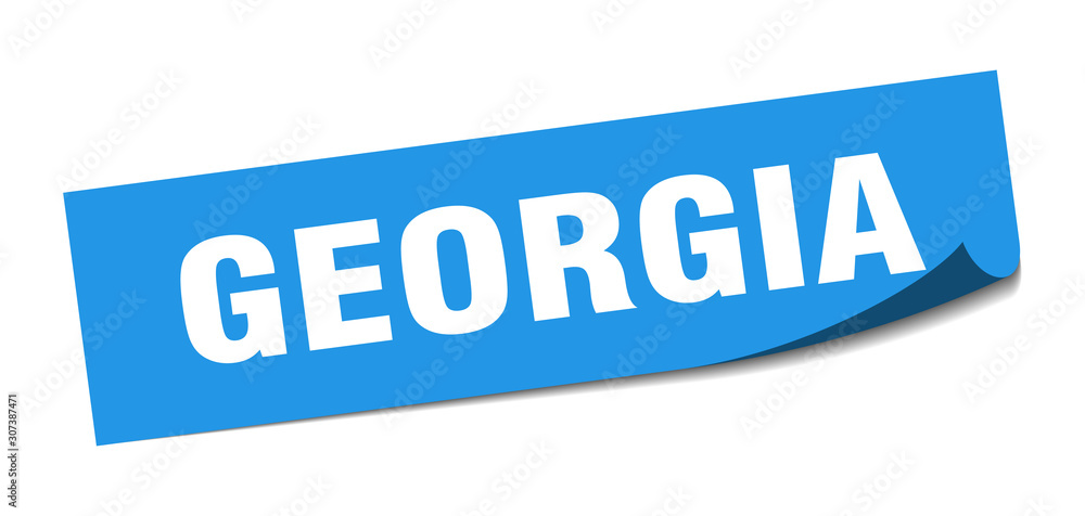 Georgia sticker. Georgia blue square peeler sign Georgia sticker. Georgia blue square peeler sign