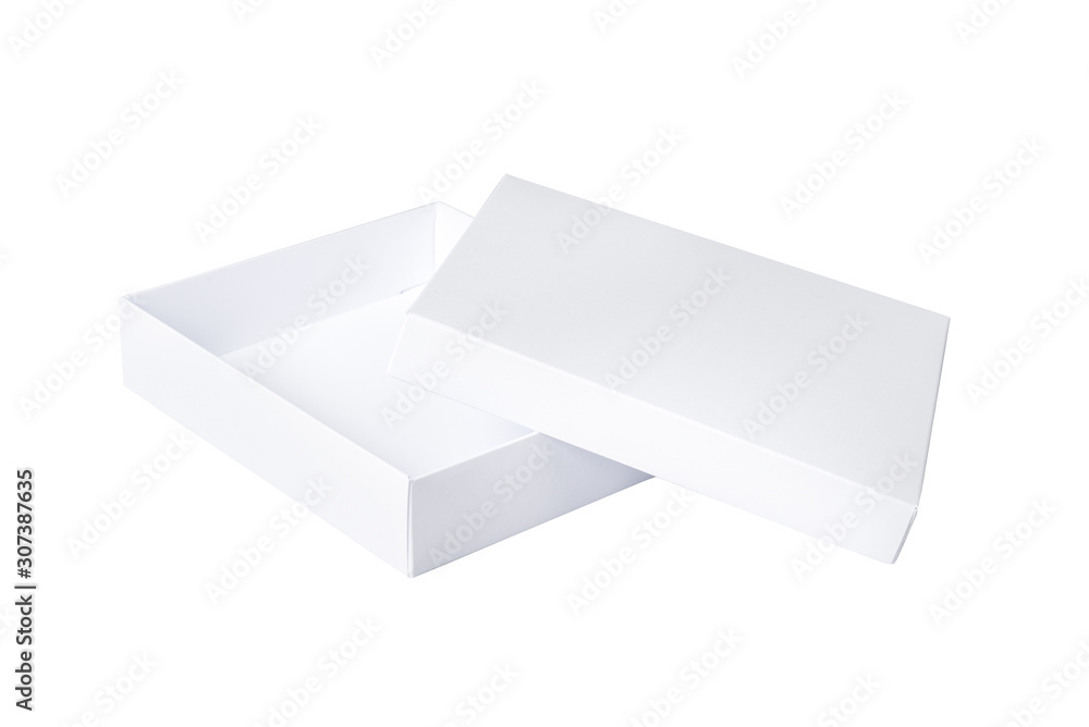 White carton gift box with cover, isolated White carton gift box with cover, isolated