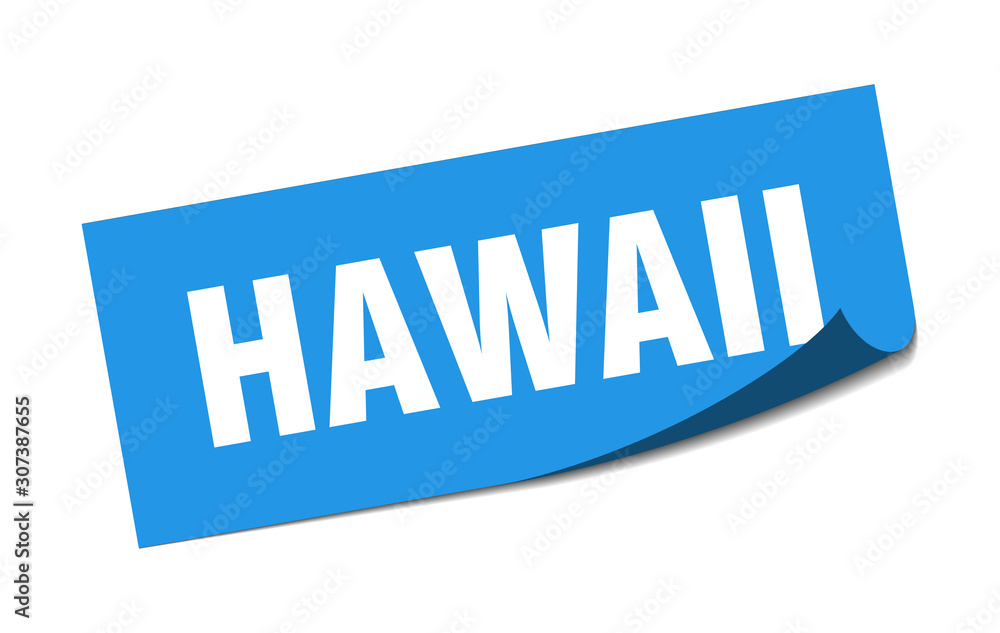 Hawaii sticker. Hawaii blue square peeler sign Hawaii sticker. Hawaii blue square peeler sign