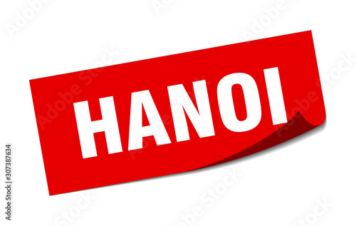 Hanoi sticker. Hanoi red square peeler sign