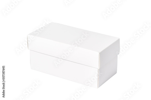White carton gift box with cover, isolated © mdbildes