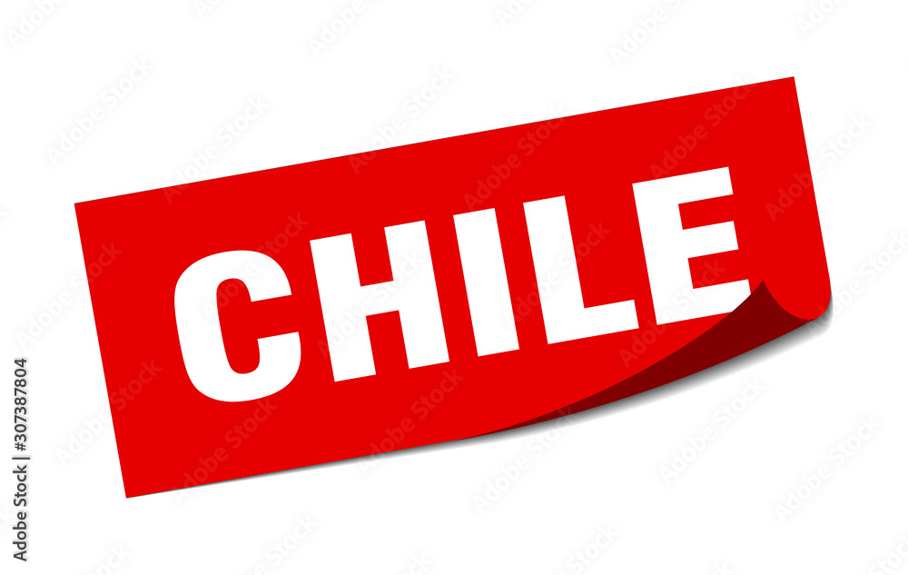 Chile sticker. Chile red square peeler sign Chile sticker. Chile red square peeler sign