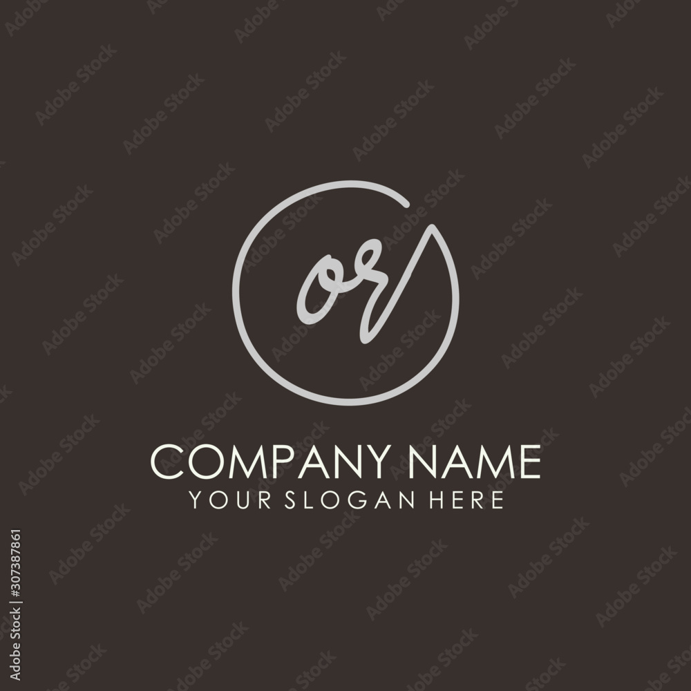 OR initials signature logo. Handwritten vector logo template connected to a circle. Hand drawn Calligraphy lettering Vector illustration. OR initials signature logo. Handwritten vector logo template connected to a circle. Hand drawn Calligraphy lettering Vector illustration.