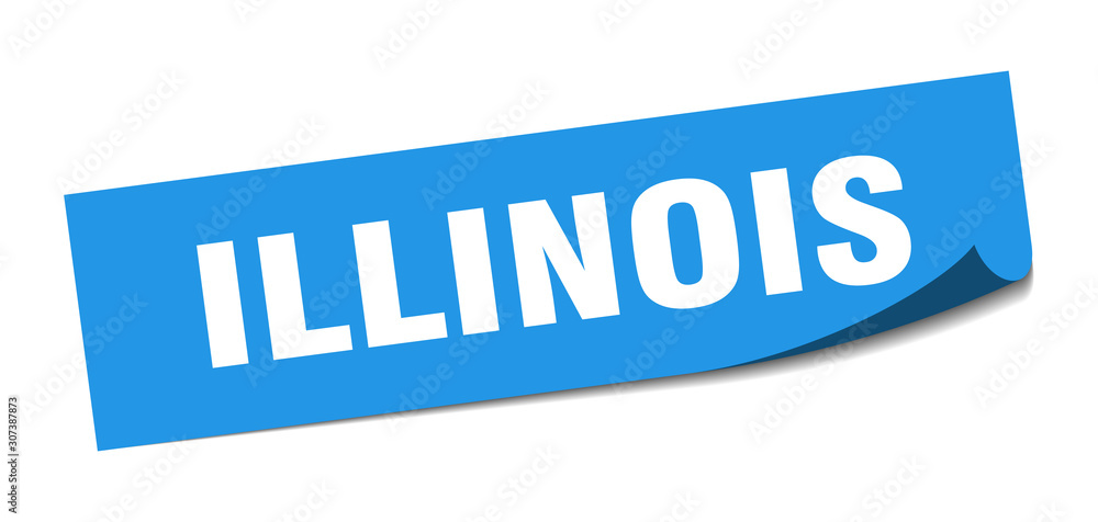 Illinois sticker. Illinois blue square peeler sign