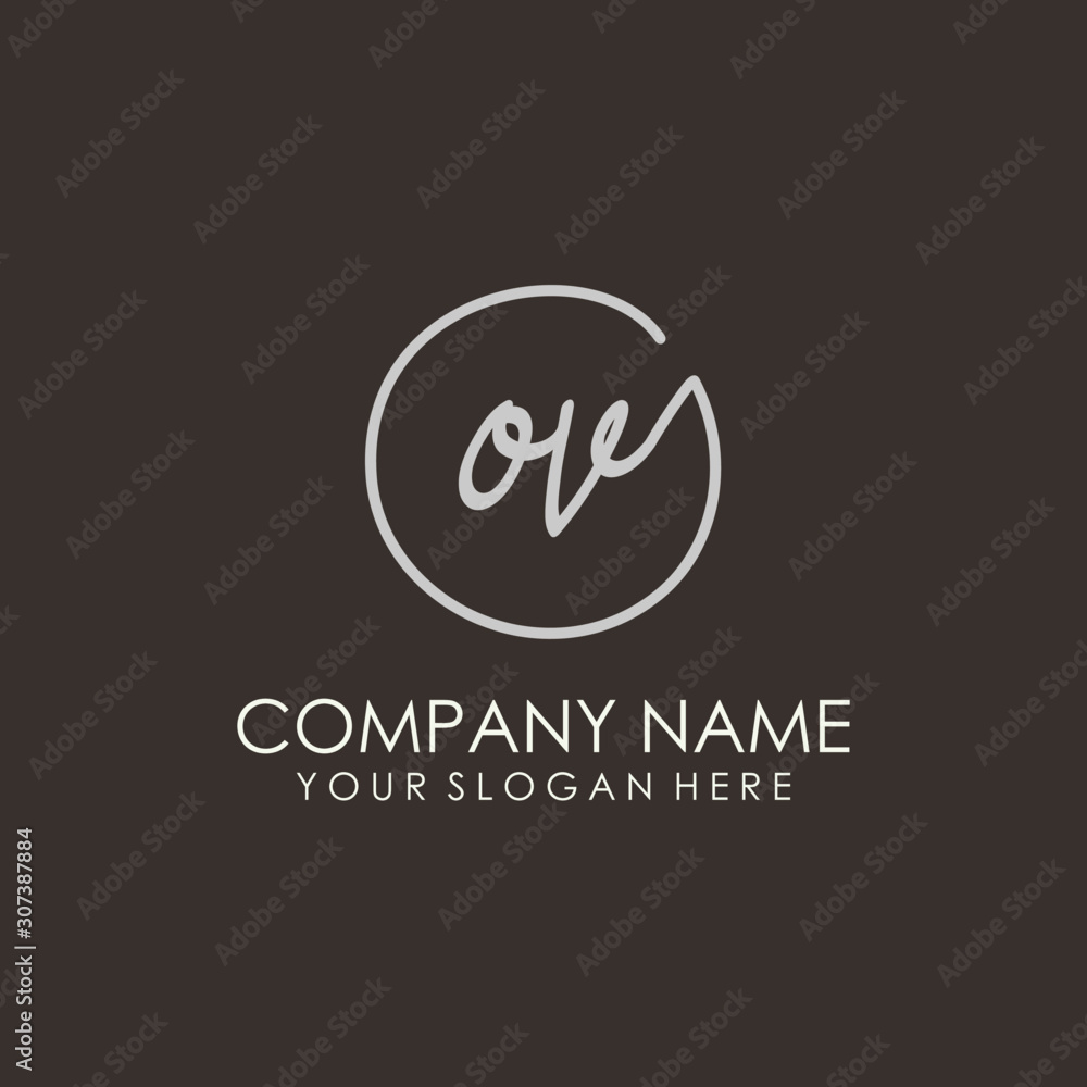OV initials signature logo. Handwritten vector logo template connected to a circle. Hand drawn Calligraphy lettering Vector illustration. OV initials signature logo. Handwritten vector logo template connected to a circle. Hand drawn Calligraphy lettering Vector illustration.