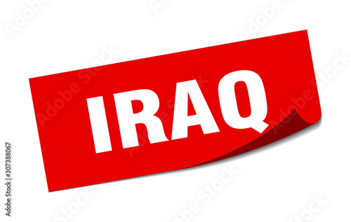 Iraq sticker. Iraq red square peeler sign