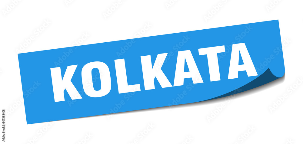 Kolkata sticker. Kolkata blue square peeler sign