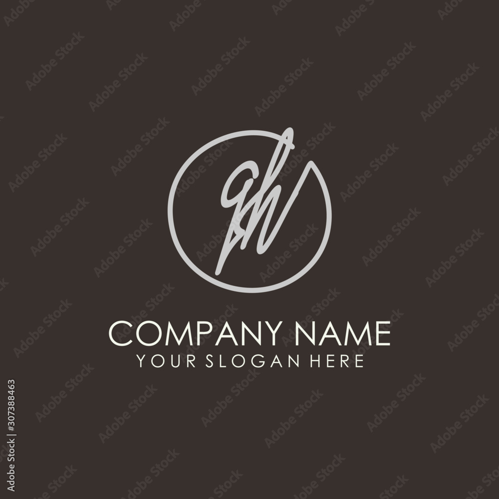 QH initials signature logo. Handwritten vector logo template connected to a circle. Hand drawn Calligraphy lettering Vector illustration. QH initials signature logo. Handwritten vector logo template connected to a circle. Hand drawn Calligraphy lettering Vector illustration.