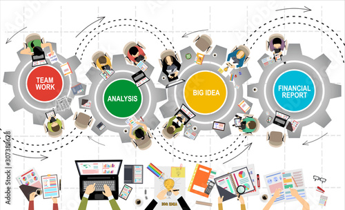 Flat design illustration concepts for business analysis and planning, consulting, team work, project management, financial report and strategy . Concepts web banner and printed materials.