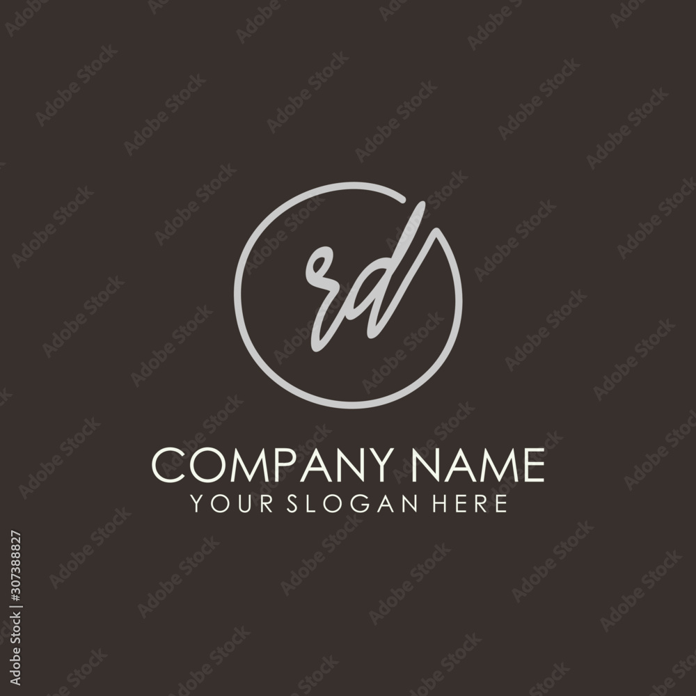 RD initials signature logo. Handwritten vector logo template connected to a circle. Hand drawn Calligraphy lettering Vector illustration. RD initials signature logo. Handwritten vector logo template connected to a circle. Hand drawn Calligraphy lettering Vector illustration.