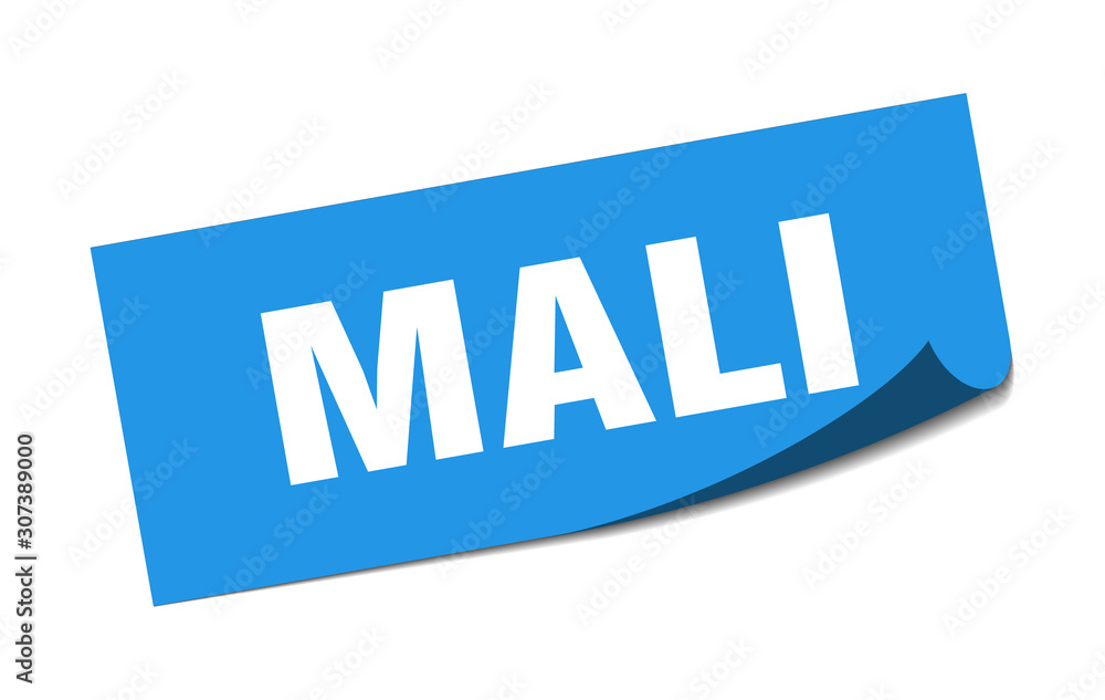 Mali sticker. Mali blue square peeler sign Mali sticker. Mali blue square peeler sign