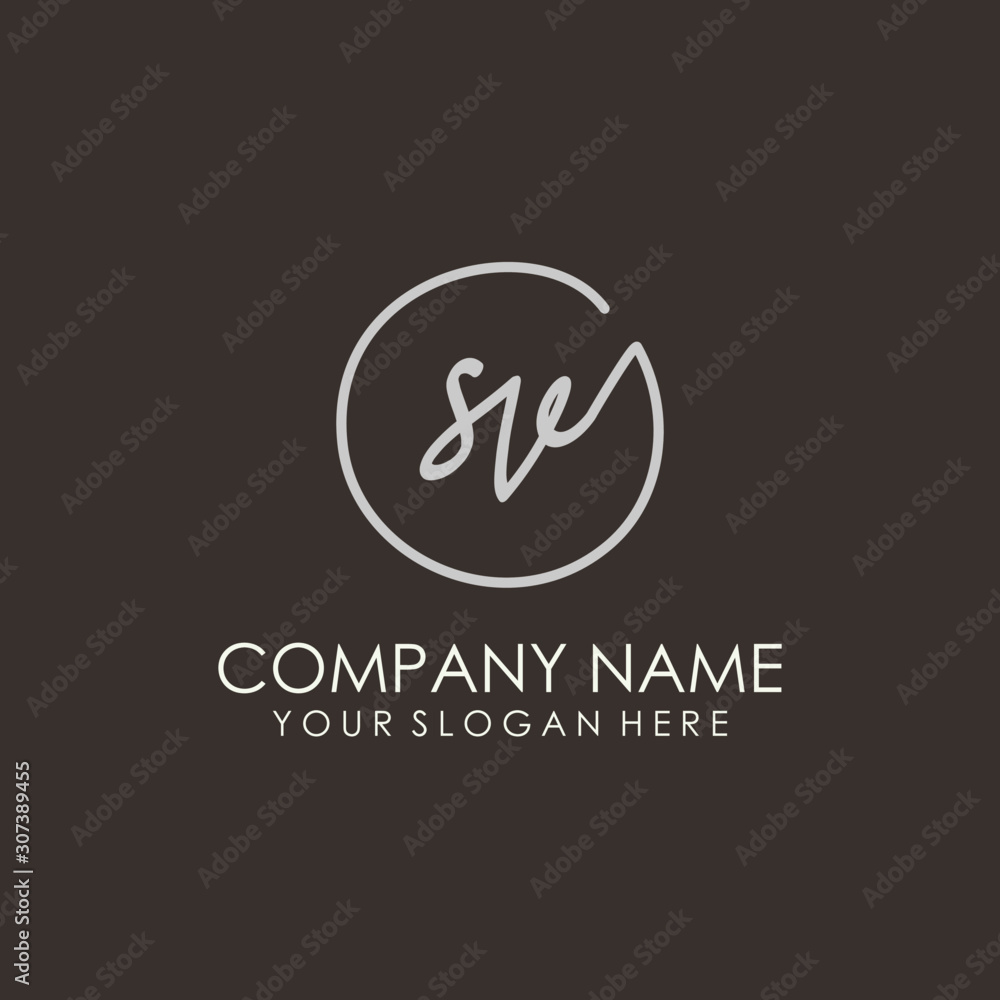 SV initials signature logo. Handwritten vector logo template connected to a circle. Hand drawn Calligraphy lettering Vector illustration. SV initials signature logo. Handwritten vector logo template connected to a circle. Hand drawn Calligraphy lettering Vector illustration.