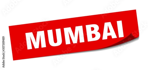 Mumbai sticker. Mumbai red square peeler sign
