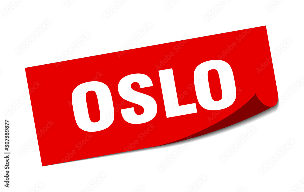 Oslo sticker. Oslo red square peeler sign Oslo sticker. Oslo red square peeler sign