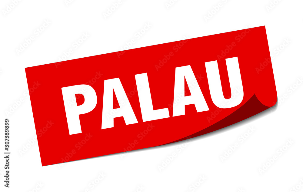 Palau sticker. Palau red square peeler sign Palau sticker. Palau red square peeler sign