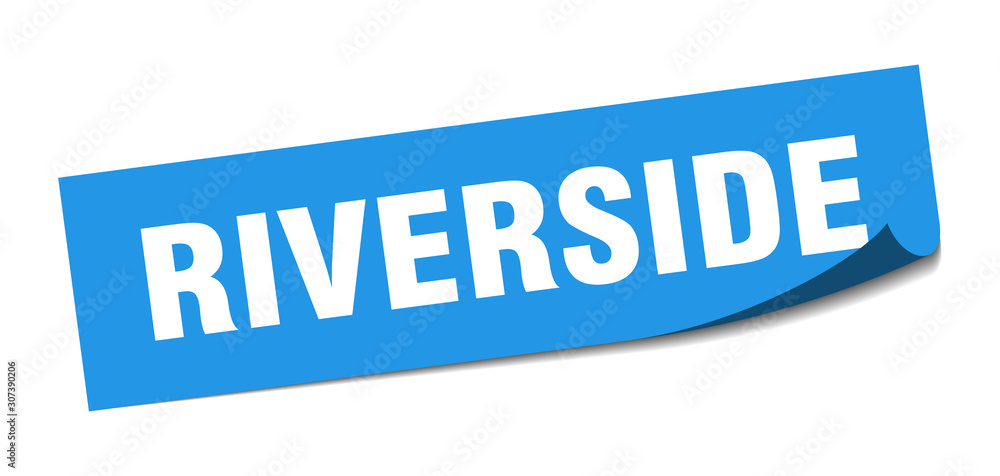 Riverside sticker. Riverside blue square peeler sign Riverside sticker. Riverside blue square peeler sign