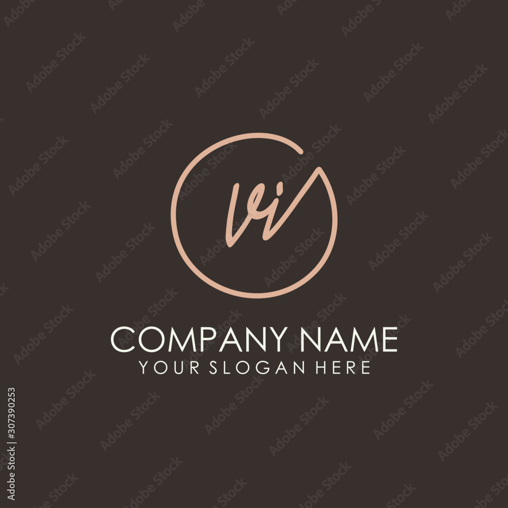 VI initials signature logo. Handwritten vector logo template connected to a circle. Hand drawn Calligraphy lettering Vector illustration. VI initials signature logo. Handwritten vector logo template connected to a circle. Hand drawn Calligraphy lettering Vector illustration.