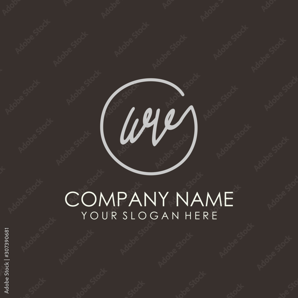 WV initials signature logo. Handwritten vector logo template connected to a circle. Hand drawn Calligraphy lettering Vector illustration. WV initials signature logo. Handwritten vector logo template connected to a circle. Hand drawn Calligraphy lettering Vector illustration.