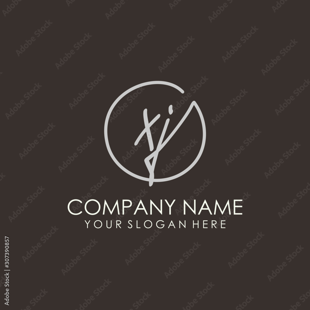 XJ initials signature logo. Handwritten vector logo template connected to a circle. Hand drawn Calligraphy lettering Vector illustration. XJ initials signature logo. Handwritten vector logo template connected to a circle. Hand drawn Calligraphy lettering Vector illustration.