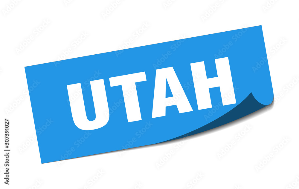 Utah sticker. Utah blue square peeler sign Utah sticker. Utah blue square peeler sign