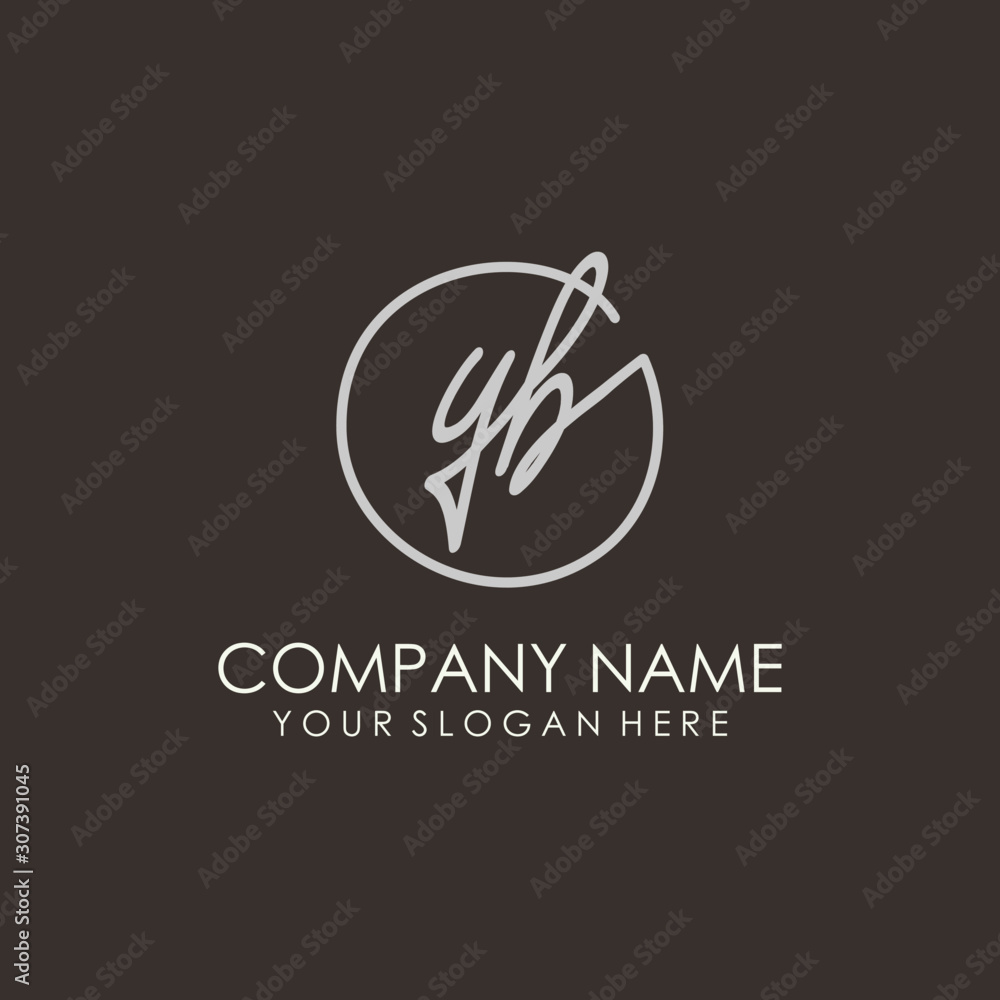 YB initials signature logo. Handwritten vector logo template connected to a circle. Hand drawn Calligraphy lettering Vector illustration. YB initials signature logo. Handwritten vector logo template connected to a circle. Hand drawn Calligraphy lettering Vector illustration.