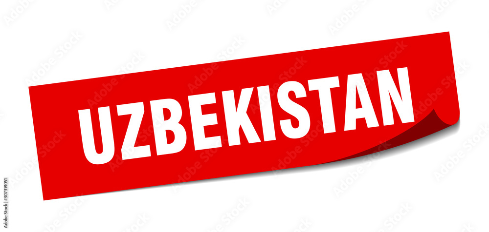 Uzbekistan sticker. Uzbekistan red square peeler sign Uzbekistan sticker. Uzbekistan red square peeler sign