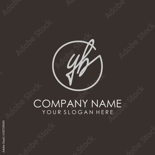 YB initials signature logo. Handwritten vector logo template connected to a circle. Hand drawn Calligraphy lettering Vector illustration.