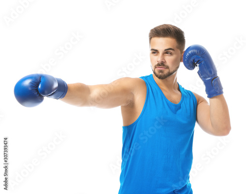 Sporty young boxer against ...