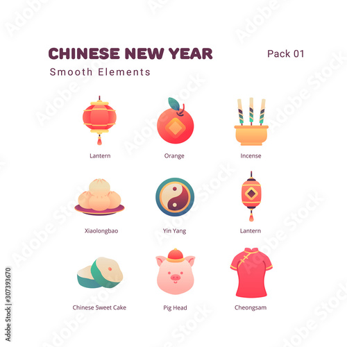 Chinese New Year illustration elements icons