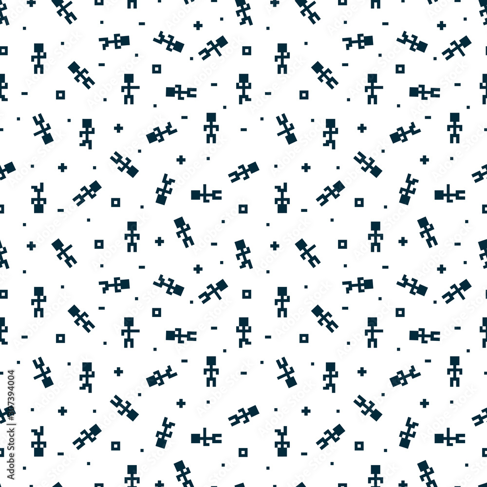 Pixel men Seamless pattern. Black and white vector background Pixel men Seamless pattern. Black and white vector background