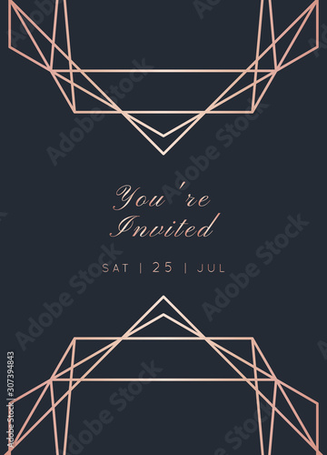 WEDDING Invitations Rose Gold Vector