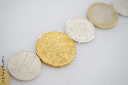 golden coins isolated on white background