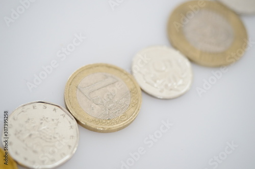 coins on white background