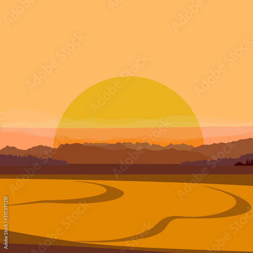 Nature landscape. Mountains  desert. Vector illustration.