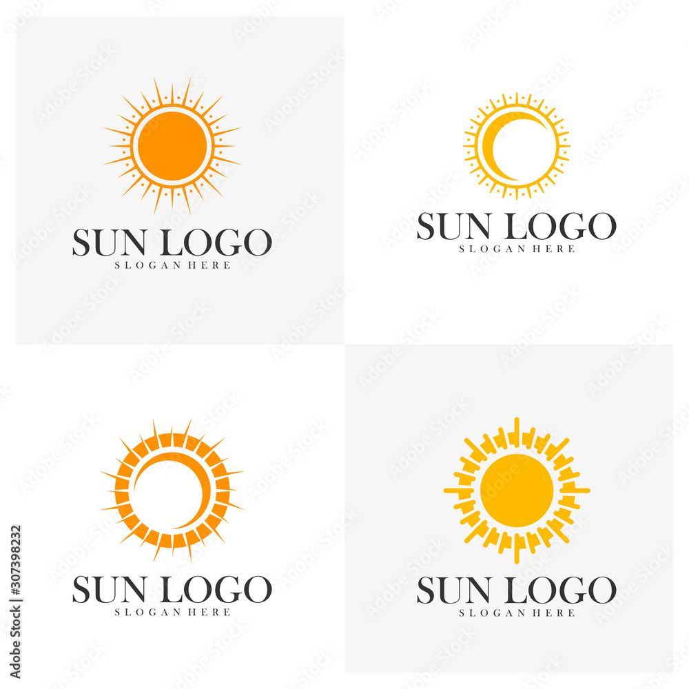 Fototapeta premium Set of Sun logo design vector template, Icon symbol, Illustration