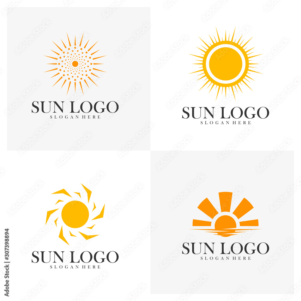 Fototapeta premium Set of Sun logo design vector template, Icon symbol, Illustration
