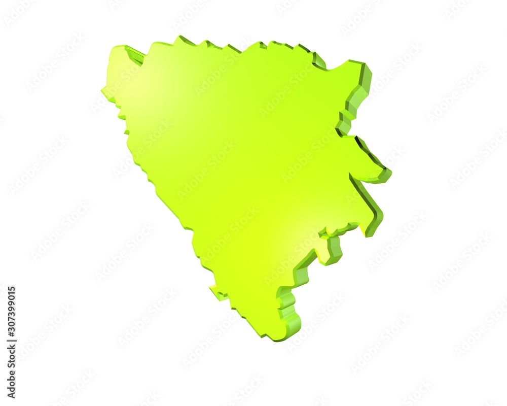 3d illustration of map of bosnia 3d illustration of map of bosnia