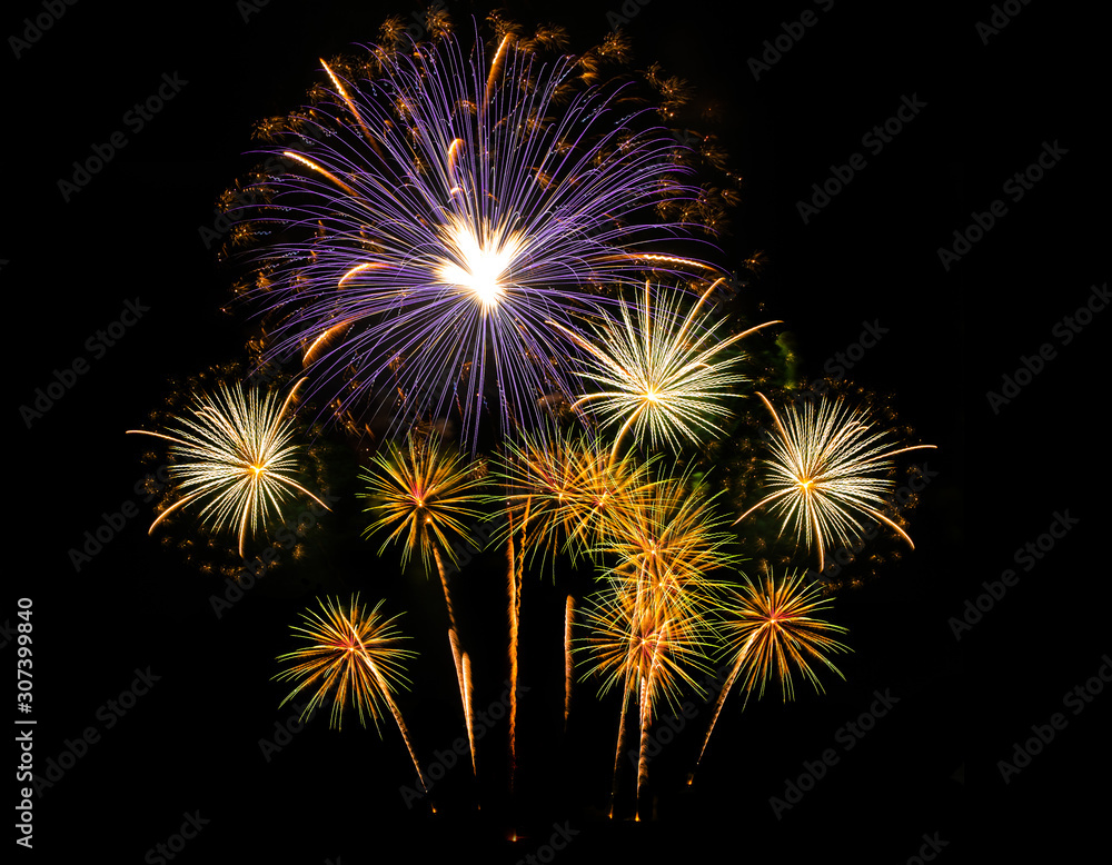 Set of Isolate fireworks on black background Set of Isolate fireworks on black background