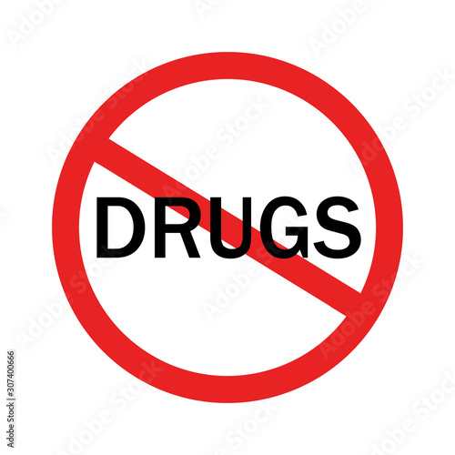 Free Download Drugs word lettering in red prohibition sign. Isolated on white background - GFXLoad