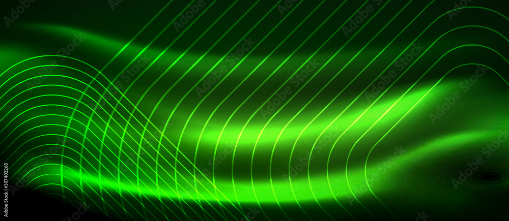 Dark background with neon glowing elements, shiny motion concept Dark background with neon glowing elements, shiny motion concept