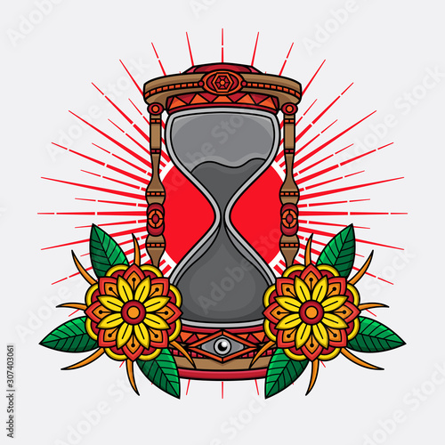 traditional tattoo hourglass design