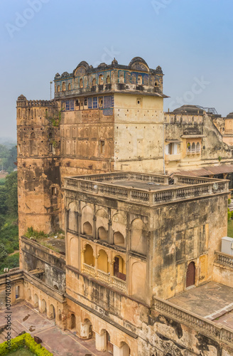 Tower of the historic fort in Orchha, India photo