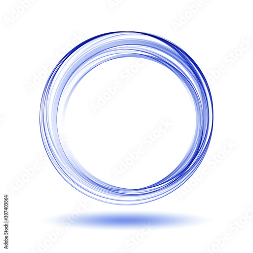 Abstract dynamic vortex circle of blue lines. Design element.