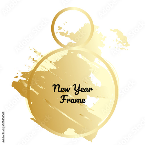 Vector illustration with New Year and Christmas frames with snowman. Creative art frames created using grunge stains of gold. To style your text, copy space