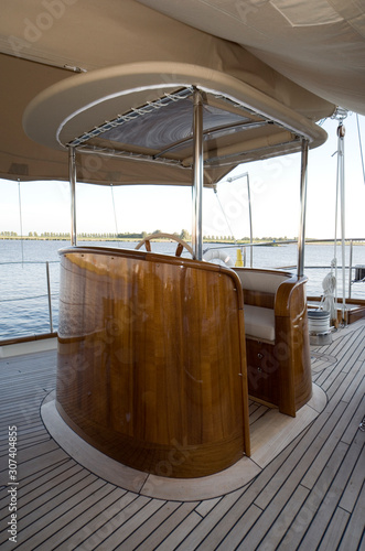 Deck of a classic sailing yacht