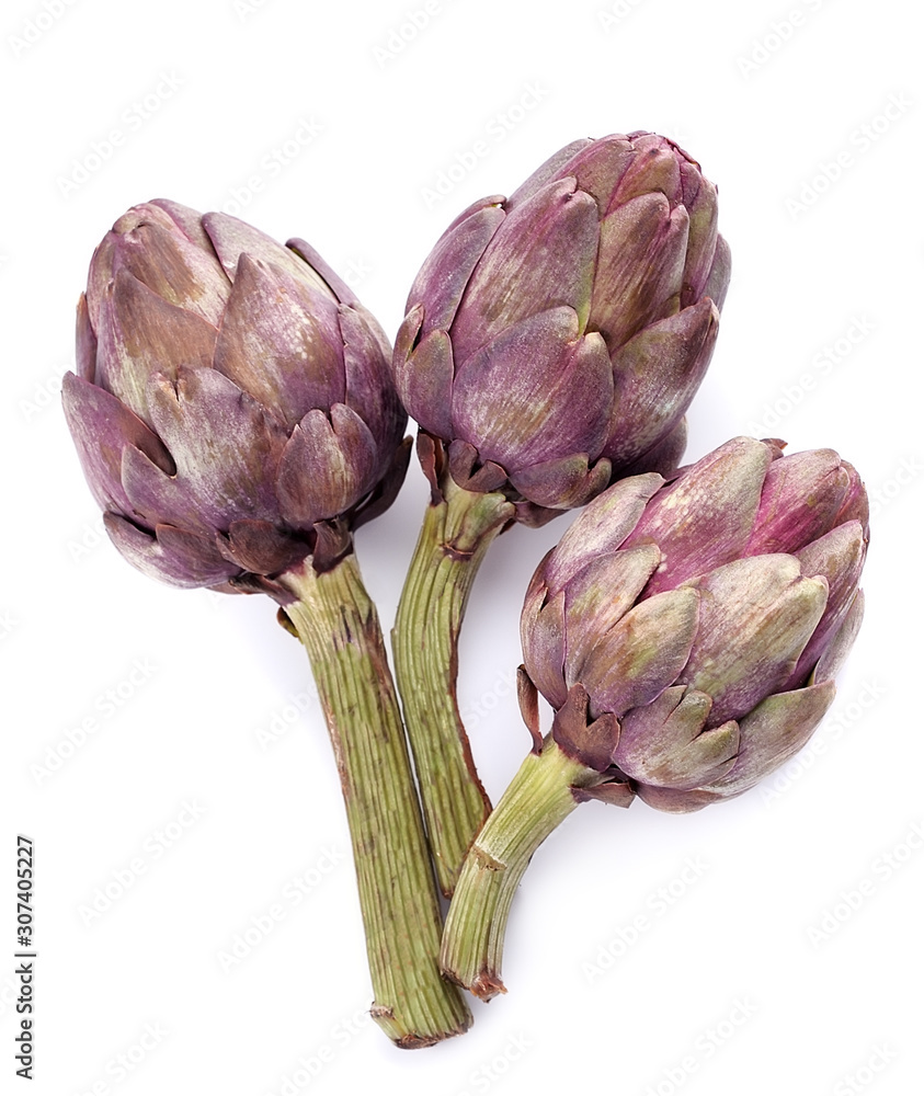 Obraz premium Artichoke raw isolated on white backgrounds.