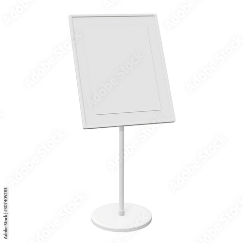 Blank nameplate stand. Trade show booth white and blank. 3d render isolated on white background. High Resolution Template for your design.