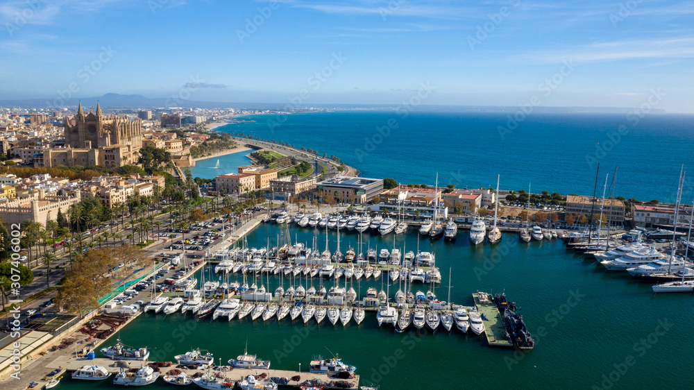 the port in Palma de Mallorca Spain view from the top