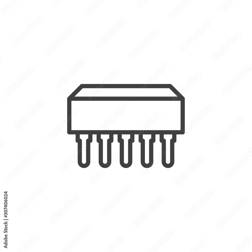 CPU, Processor line icon. Microchip linear style sign for mobile concept and web design. Computer chip outline vector icon. Symbol, logo illustration. Vector graphics CPU, Processor line icon. Microchip linear style sign for mobile concept and web design. Computer chip outline vector icon. Symbol, logo illustration. Vector graphics