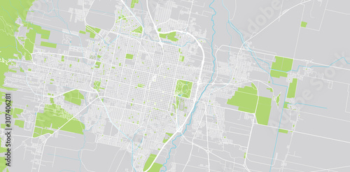 Urban vector city map of San Miguel de Tucuman, Argentina